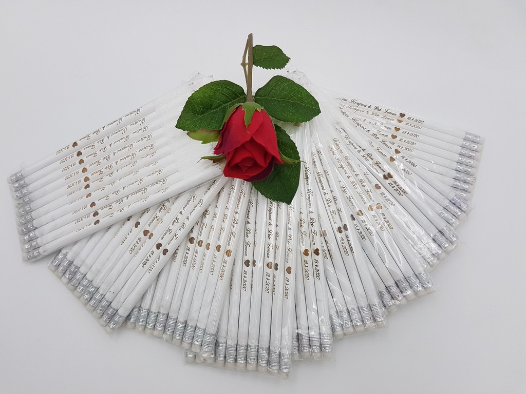 svatební tužka bílá - dřevěná