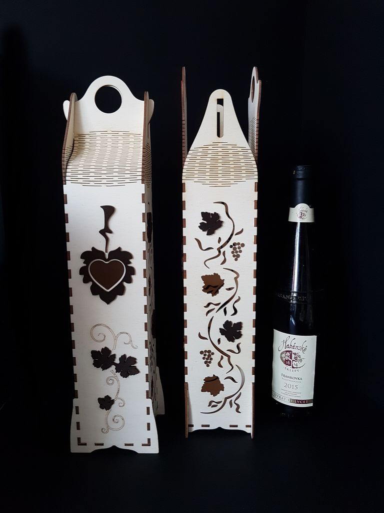 Luxusní dárkový box na víno, ručně dobarvovaný