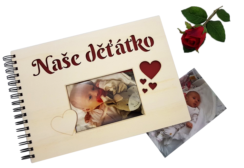 fotoalbum pro novorozence a miminka gravírované a řezané
