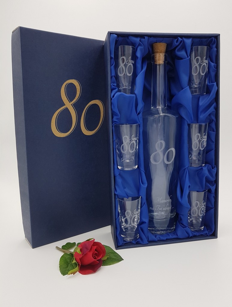 set na tvrdý alkohol - gravírovaná lahev a štamprle