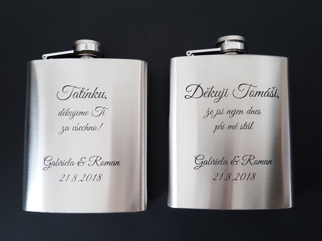 Poděkování svědkům, tatínkům, dědečkům... gravírovaná placatka 200ml