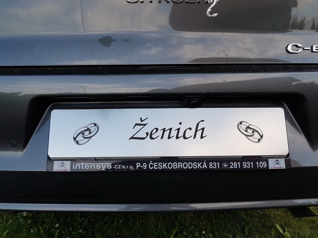 Svatební SPZ z UV odolného plastu - stříbrno-černá