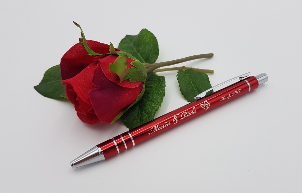 Svatebn, luxusní kovová propiska s gravírováním