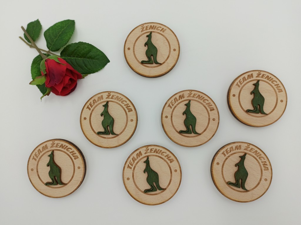 Odznaky teamu ženicha - rozlučka se svobodou - ručně dobarvované