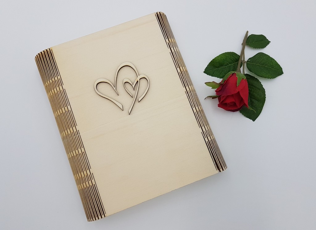 svatební, dřevěná kniha (krabička) na fotogafie